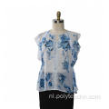 Damesblouse Print Clip Dot Chiffon